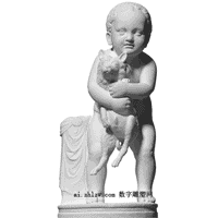 小孩与狗雕塑3D模型