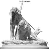 两只驮狗3D模型