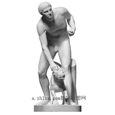 古老雕像猎人与狗3D